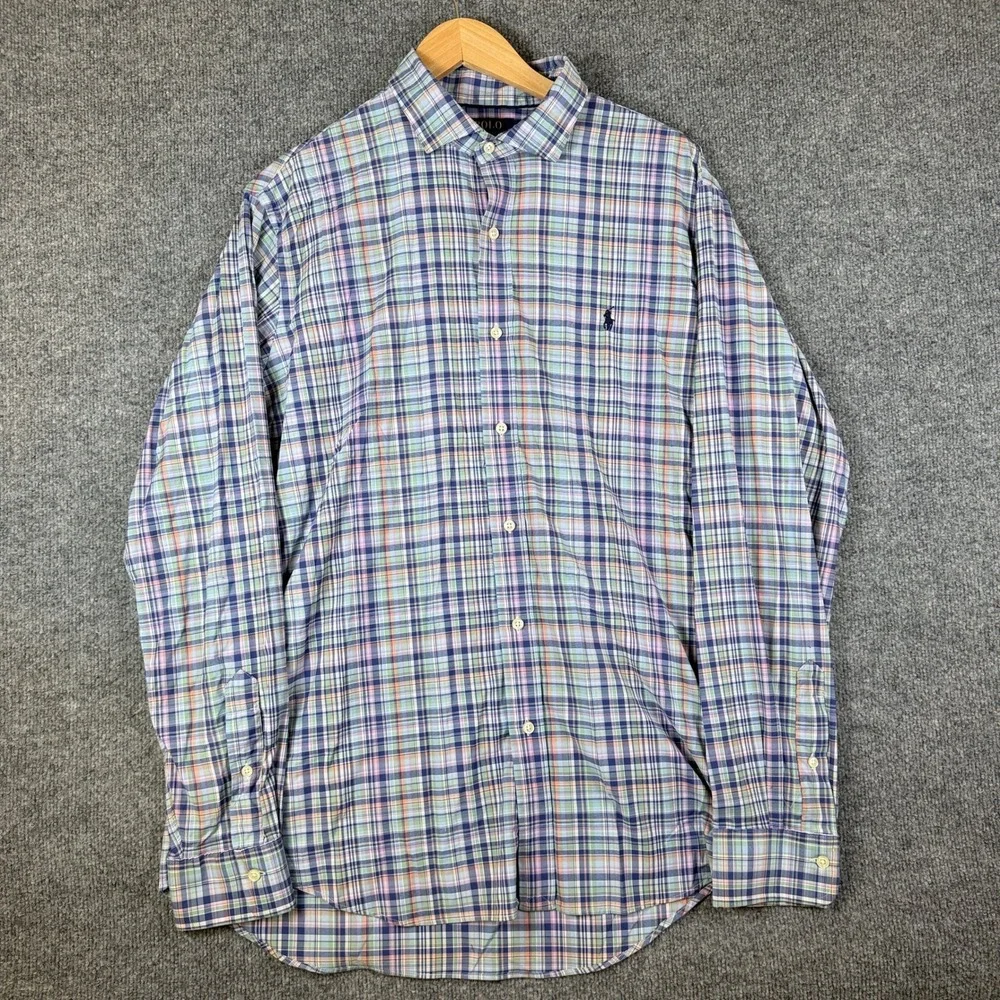 Polo Ralph Lauren Performance Shirt Mens XL Madras Plaid Long Sleeve Button Up